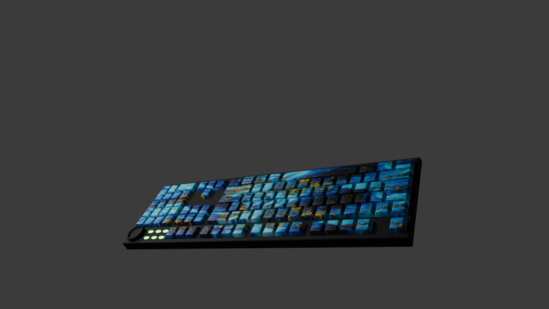 Blue/Gold Marble Hydro Dipped PBT Keycaps - 60/65/75/80/96/100 - All Keyboard Layouts