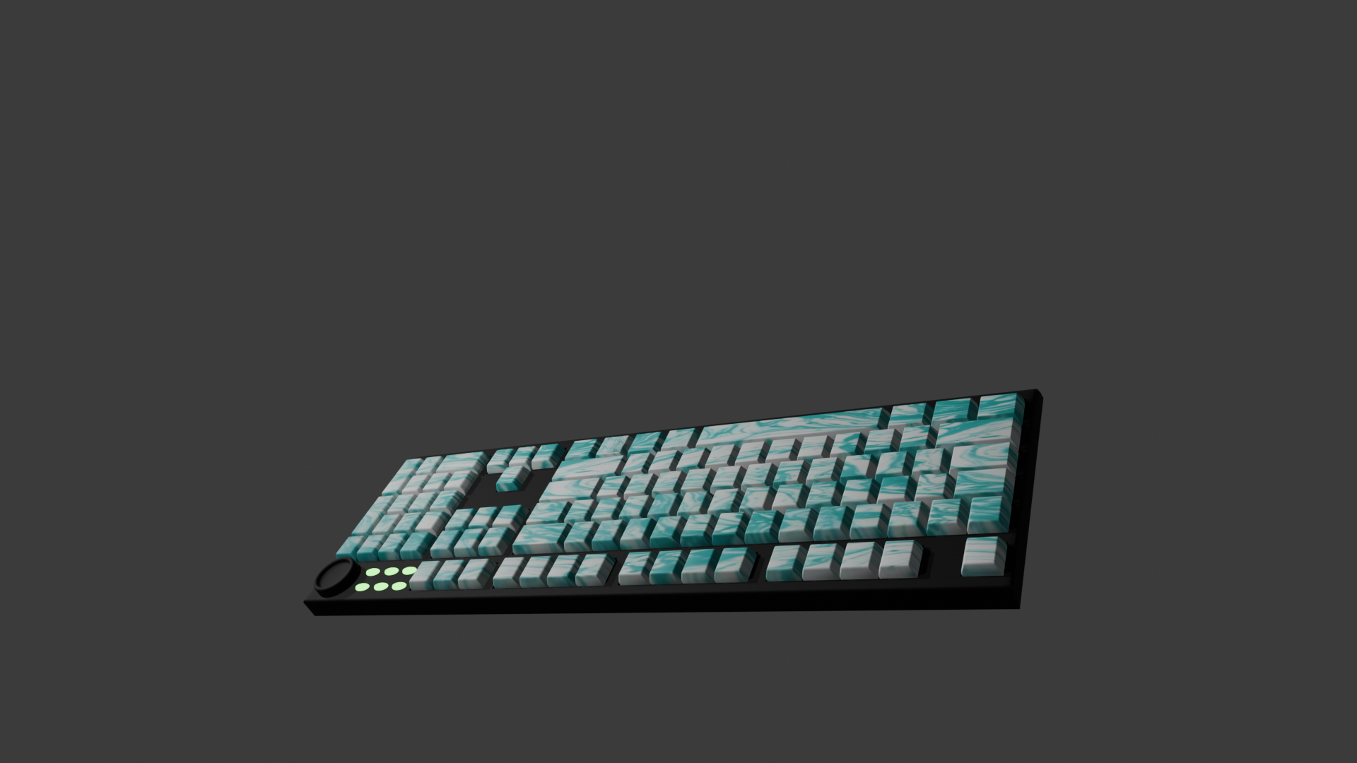 Teal/White Marble Hydro Dipped PBT Keycaps - 60/65/75/80/96/100 - All Keyboard Layouts